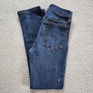 Vintage Style Dark Wash Distressed Mens Skinny Jeans Size 29x30